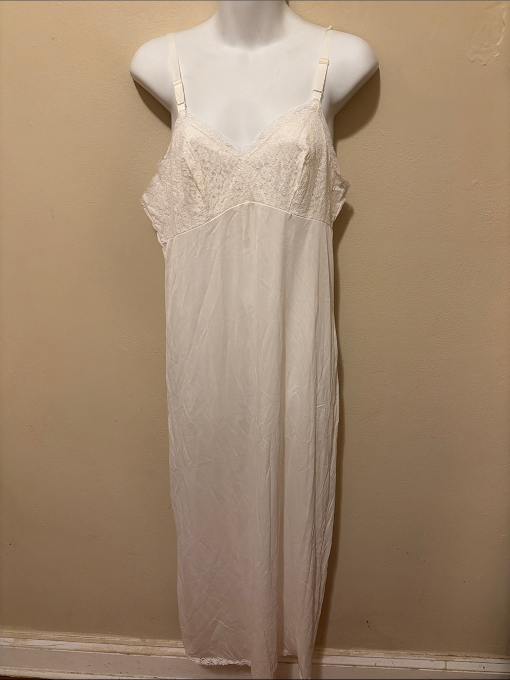 Sears Cream Lace-Trim Slip Chemise